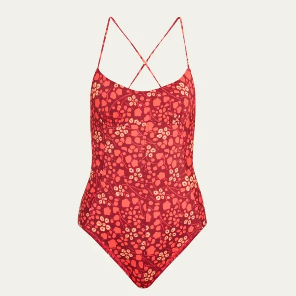 Ulla Johnson Positano One-Piece Swimsuit | Coral Print | Size S